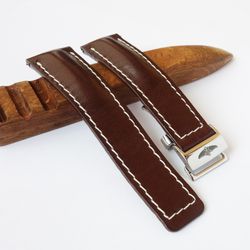 Brown watch strap for Breitling, handmade, genuine leather, 20,22,24mm