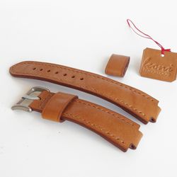 TAN Watch strap for ORIS Aquis, genuine leather watchband