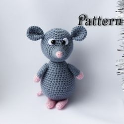 Amigurumi pattern mouse, Crochet pattern doll toy mouse, Crochet rat pattern