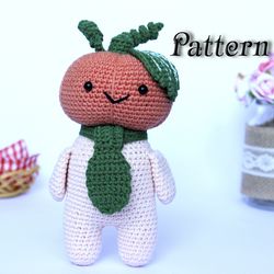 Pattern crochet toy pumpkin doll, Amigurumi pumpkin toy, Crochet pumpkin head pattern, Crochet Halloween pattern