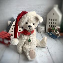Christmas toy puppy/teddy puppy/teddy dog/cute puppy/puppy handmade toy/Christmas gifts/handmade gift/collection toys