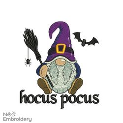 Hocus Pocus Gnome Embroidery Design, Halloween Embroidery Design