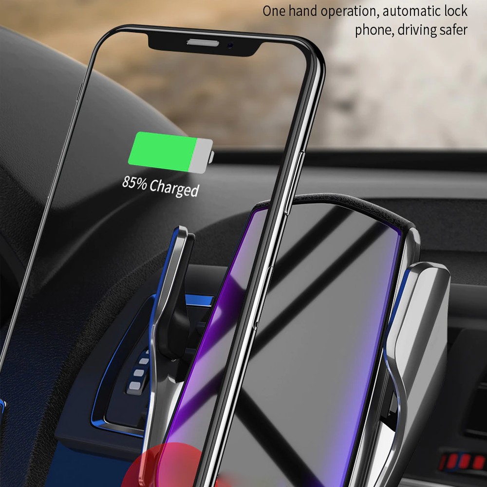 Automatic Clamping Wireless Car Charger Mount 5