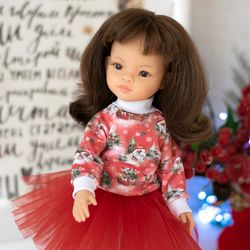 Christmas sweatshirt for Paola Reina doll, Siblies, Little Darling, Minouche, Christmas costume for 13" doll, clothes