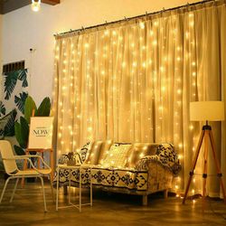 300 LED Curtain Fairy Lights USB String Light With Remote Xmas Party Wedding Christmas Multicolor White LED Light US