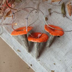 Christmas tree mushrooms decorations/ Ceramic yellow mushrooms/ Clay chanterelles / Set of 3 mushrooms/ Christmas gift
