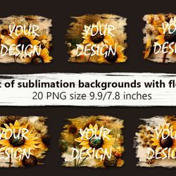 Set of sublimation backgrounds with flowers