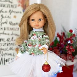 Christmas sweatshirt for Paola Reina doll, Siblies, Little Darling, Minouche, Christmas outfit for 13" doll clothes