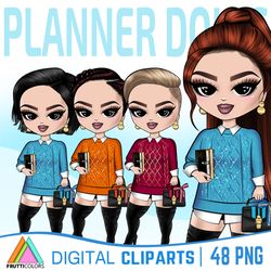 Planner Girl Clipart Bundle - Cute Boss Girl Clipart, Boss Babe PNG, Fashion Doll PNG, Boss Lady, Office Clipart