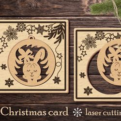 christmas card with bunny/ file cut/svg