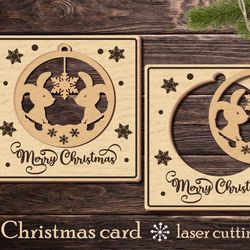 Christmas card with carved Christmas tree toy/Laser cut/SVG