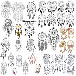 dream catcher set svg,dream hunters svg, dreamcatcher clipart,dreamcatcher svg,feathers svg