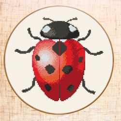 Ladybug Cross stitch pattern Modern cross stitch Insect cross stitch Nature embroidery Beetle cross stitch chart PDF