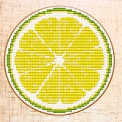 Lemon cross stitch pattern Modern cross stitch for beginners Citrus cross stitch Kitchen decor DIY