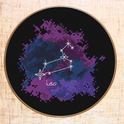 leo constellation cross stitch pattern zodiac sign cross stitch galaxy star cross stitch astrology sign