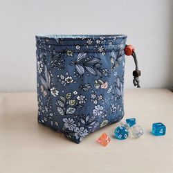 Large dice bag with pockets for 150-200 dice Flowers