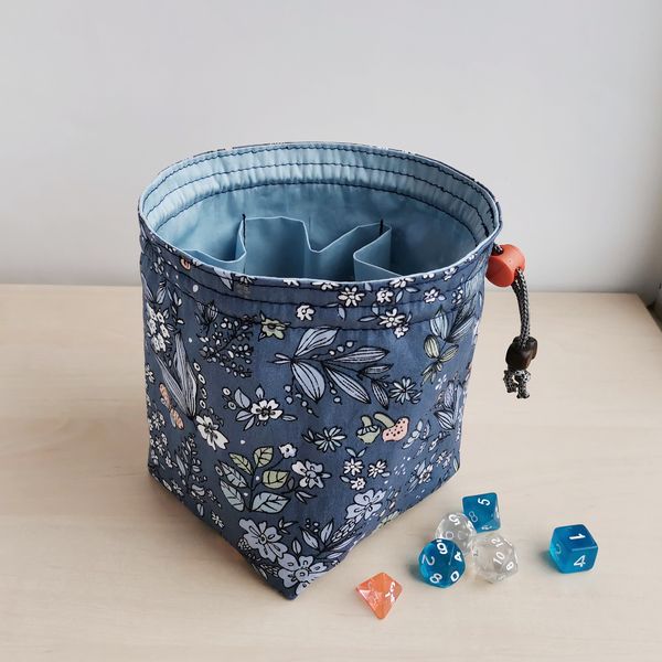 Large dice bag with pockets flowers druid healer.jpeg