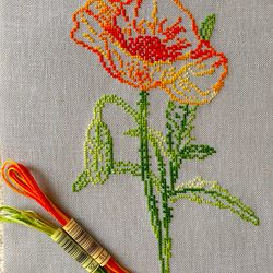 variegated poppy cross stitch pattern pdf by crossstitchingforfun instant download, flower cross stitch pattern pdf