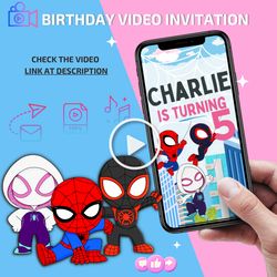 Spidey birthday Invitation, Amazing friends invitation, animated video invitation, Spidey and his Amazing Friends Invite