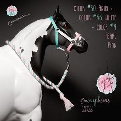 Breyer tricolor 3-sltd Halter & Lead Rope set 64 colors - LSQ model horse tack - toy accessory - traditional custom tack
