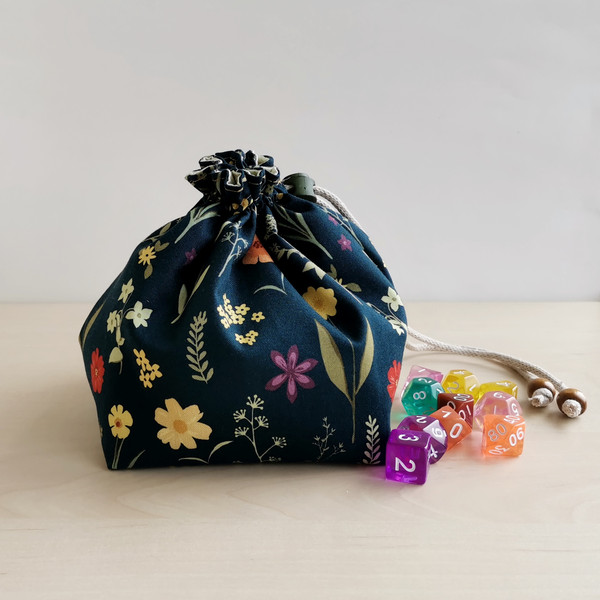 large dice bag healer druid flowers.jpeg