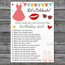 Ladies theme birthday How well do you know the birthday girl,Adult Birthday party game-fun games for her-Instant downloa