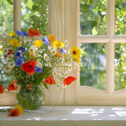 Wild flowers photo, digital download, flower in vase picture, printable photo, still life photography, joy photography