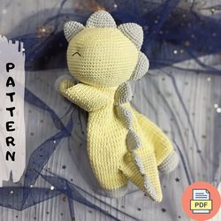Dinosaur Baby Lovey Amigurumi Crochet Pattern, Stuffed Crochet Dinosaur - Cute Comforter For Baby, Crochet Animal
