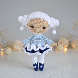 DIY PDF crochet amigurumi pattern Snow Winter Fairy doll