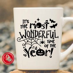 halloween svg it's the most wonderful time of the year quote moon pumpkin spiderweb bats art digital downloads