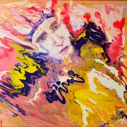abstract art oil painting original president putin man king artist svinar oksana