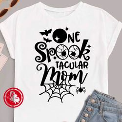 One spook tacular Mom shirt design Quote Halloween print decor Moon Spiderweb Bats clipart svg Digital downloads