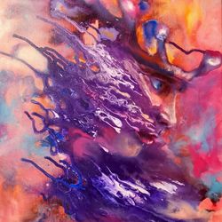 abstract art man oil painting original president russia putin king artist svinar oksana