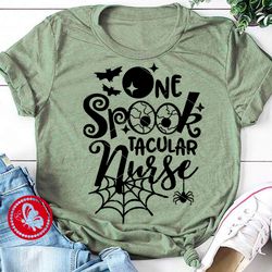 One spook tacular Nurse shirt design Quote Halloween print decor Moon Spiderweb Bats clipart svg Digital downloads