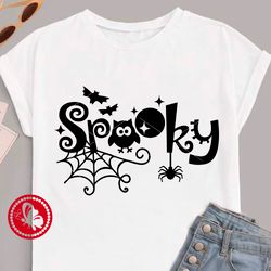 Spooky sign Halloween print decor Moon Owl Spiderweb clip art svg Digital downloads
