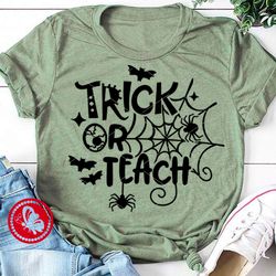 trick or teach sign halloween decoration ghost spiderweb clipart svg digital downloads