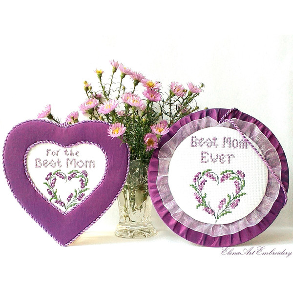 Birthday Gift for Mom. Christmas Ornament For Mother. Embroidery Lavender Heart. Best Mom Ever. Mother of Groom Gift. Mom From Daughter Gift. Stepmom Wedding Gi