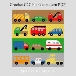 Crochet C2C Street Cars graphgan blanket pattern PDf Download