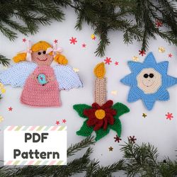 Nativity crochet patterns, Christmas angel crochet pattern, Candle wit poinsettia crochet pattern, Christmas amigurumi