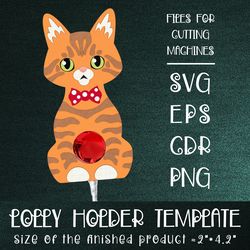 Ginger Tabby Cat | Christmas Lollipop Holder Template
