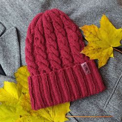 Warm winter womens handmade hat