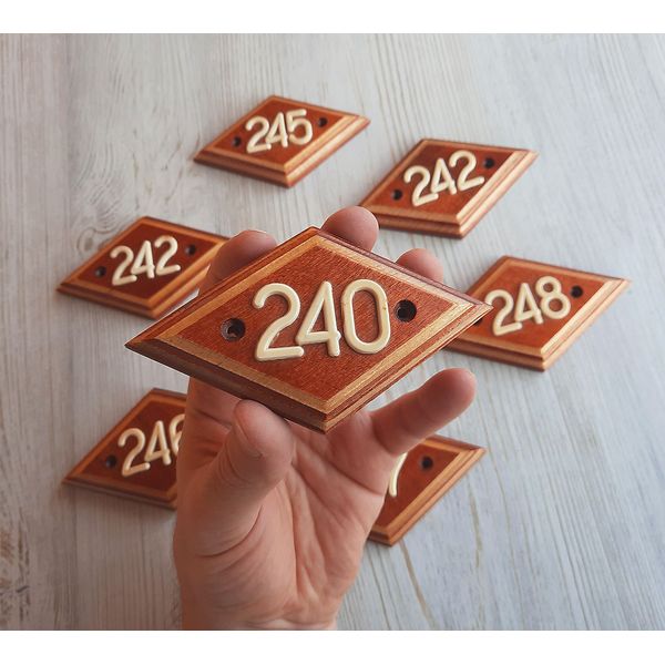 240 address number plate wooden