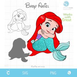 Baby Mermaid Svg cut file, Little Princess svg, Little Princess Ariel svg, Princess Mermaid png clipart