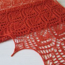 Lace shawl hand knit, triangle lightweight shawl, merino wool shawl