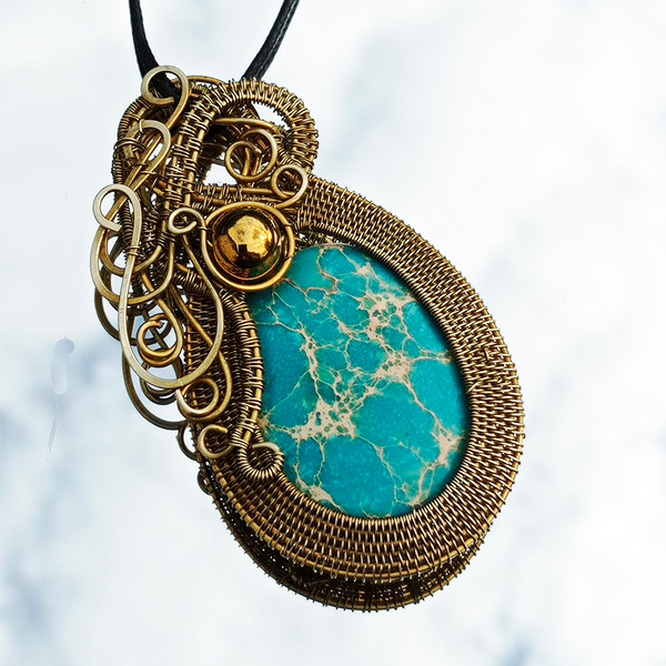 Fancy bronze pendant with sky blue stone 6.jpg