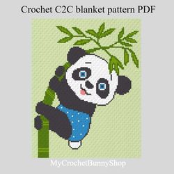 Crochet C2C Panda graphgan blanket pattern PDF Download