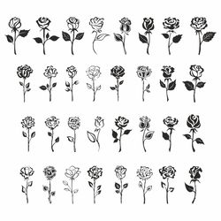 rose silhouette, black rose svg, roses svg, flower svg, roses clipart, roses bundle svg, roses cut file
