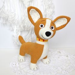 Corgi dog plush Baby shower gift Stuffed amigurumi toy Puppy soft toy