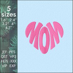 Mom Embroidery Design, Beloved Mother, Mothers Day, 5 Sizes