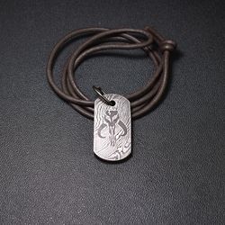 mandalorian pendant beskar damascus steel. edc, keychain. handmade forged steel. mandalorian armor.